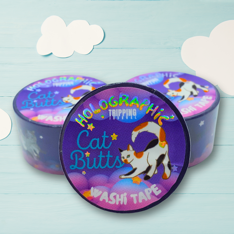 Holographic Cat Butts Stickers and Washi Tape Bundle!