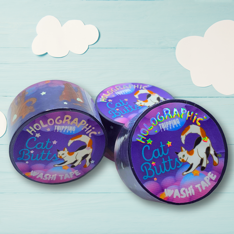 Holographic Cat Butts Stickers and Washi Tape Bundle!