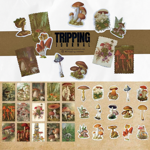 60-piece Vintage Mushroom Sticker set