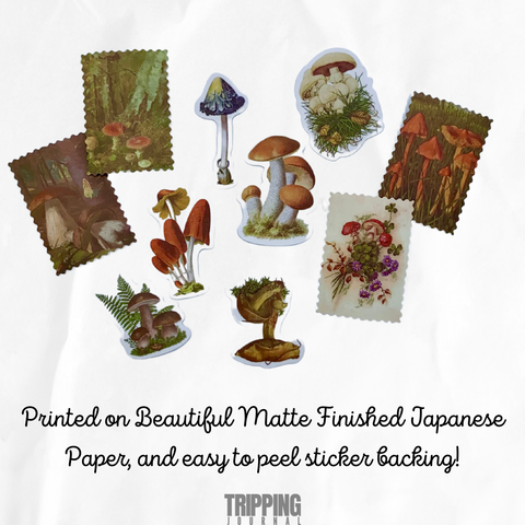 60-piece Vintage Mushroom Sticker set