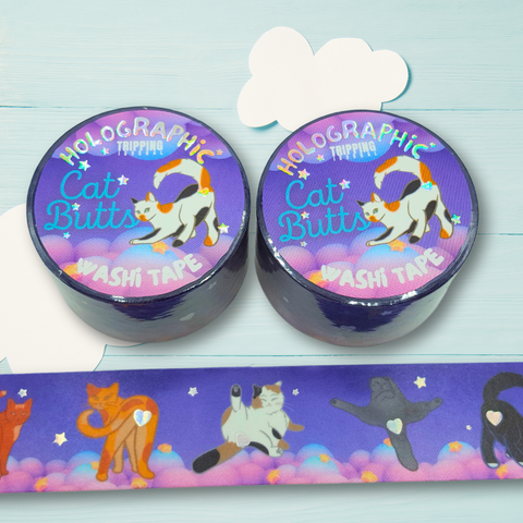 Holographic Cat Butts Stickers and Washi Tape Bundle!