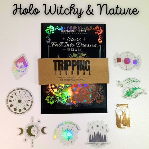 Psychedelic Forest Holographic Sticker Set: 45pcs