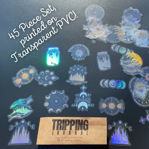 Psychedelic Forest Holographic Sticker Set: 45pcs