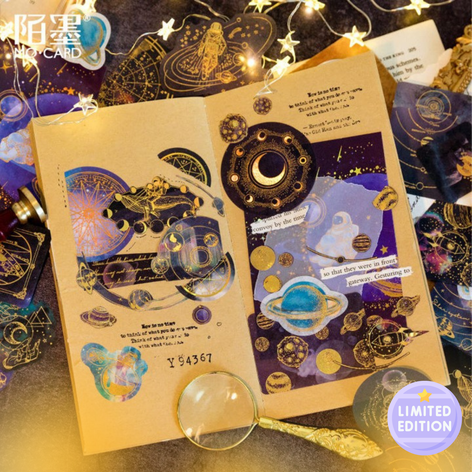 Mystical Celestial Holographic Foil Decorative Journal Stickers 