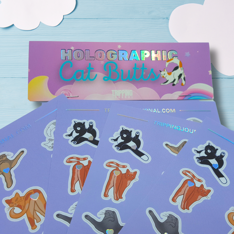 Holographic Cat Butts Stickers and Washi Tape Bundle!